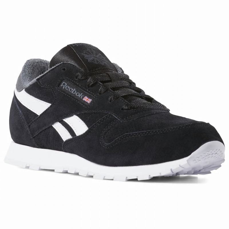 Reebok Classic Leather Tenisky Chlapcenske - Čierne/Siva OR8779MU